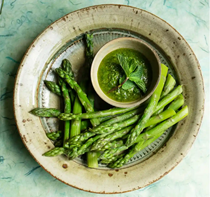 Asparagus, summer herb pesto