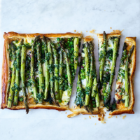 Asparagus, Swiss chard, pea and Taleggio tart