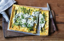 Asparagus tart with herby goat's curd [Colin Barker]