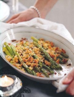 Asparagus with crispy Parmesan and anchovy crumbs