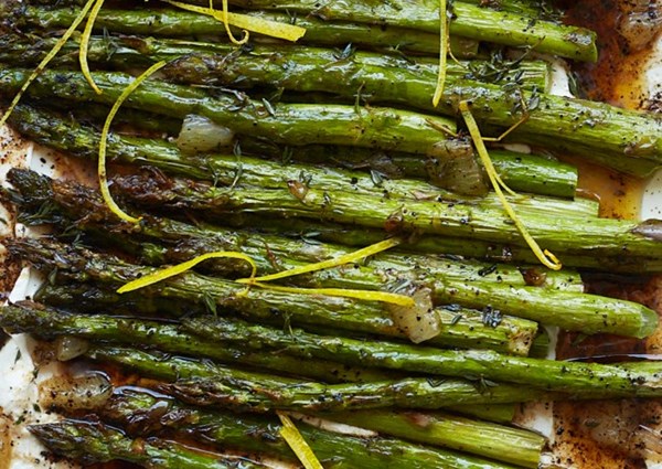 Asparagus with labneh, brown butter and burnt lemon