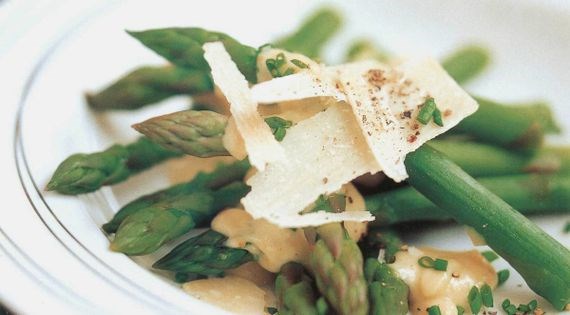 Asparagus with orange Hollandaise and Parmesan