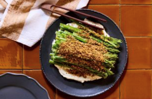Asparagus with pangrattato and pecorino cream [Kate Zoeller]