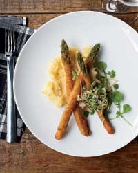 Asparagus with watercress and brown butter potatoes