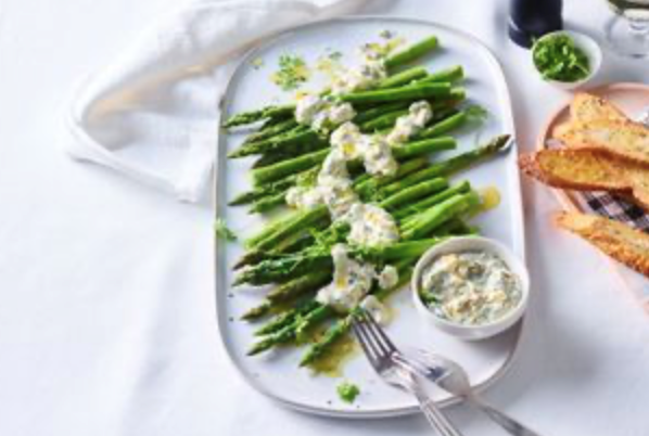 Asparagus with white anchovy gribiche [James Cole Bowen]