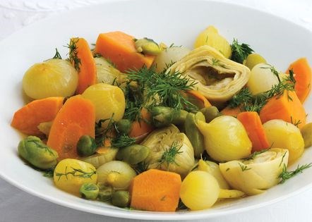 Athenian artichoke & pearl onion braise