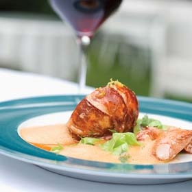 Atlantic blue lobster with spring cabbage & cocoa bean sauce