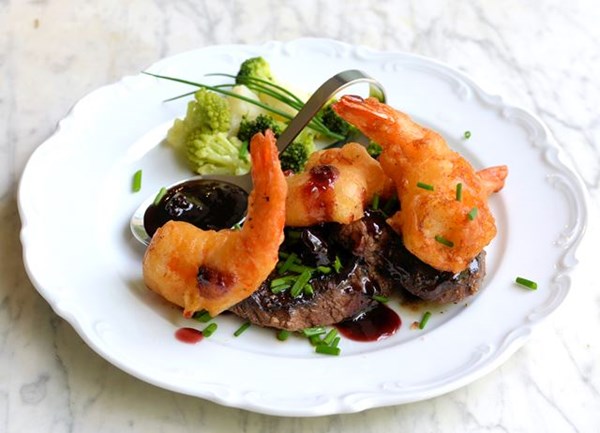 Atlantic surf and turf with ice wine sauce
