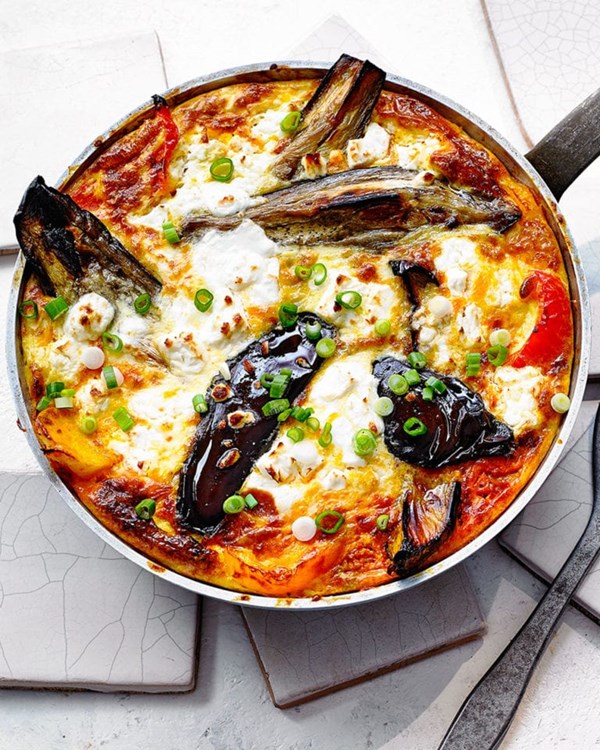 Aubergine & feta frittata 