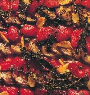 Aubergine & roast pepper salad