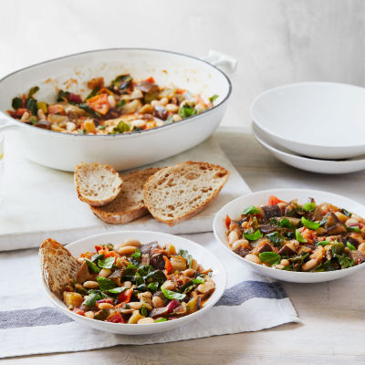 Aubergine & white bean summer stew
