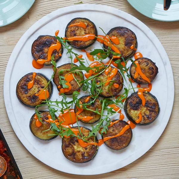 Aubergine and almond cakes