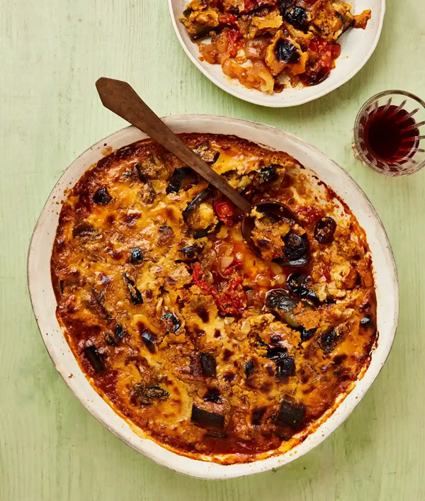 Aubergine and chraimeh b'siniyah
