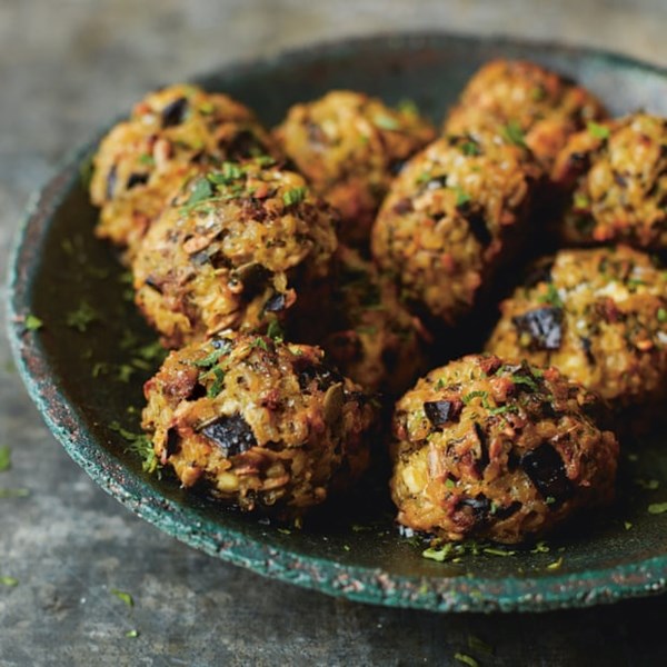 Aubergine and feta kefte