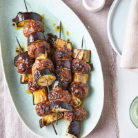 Aubergine and lamb skewers (Patlican kebabs)
