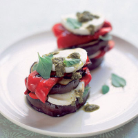 Aubergine and mozzarella stacks