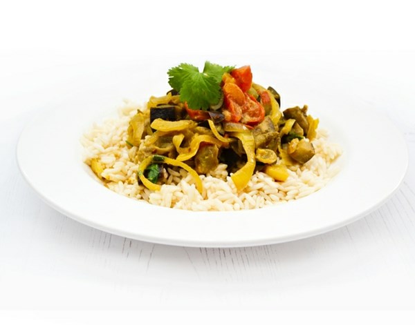 Aubergine and onion masala