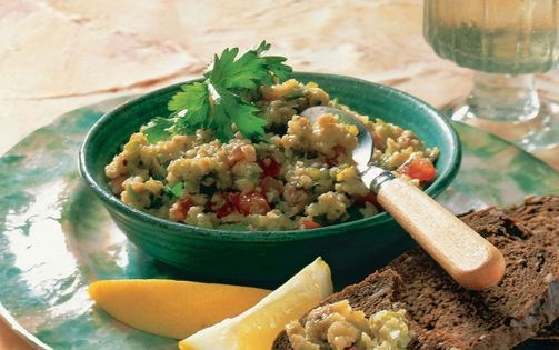 Aubergine and pepper caviar