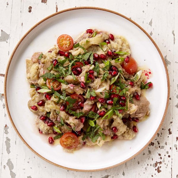 Aubergine and pomegranate salad