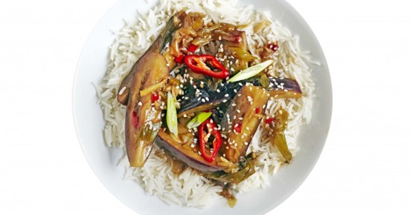 Aubergine and sesame stir-fry