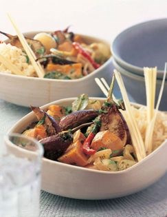 Aubergine and sweet potato stew with coconut milk