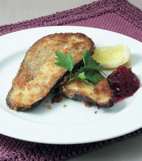 Aubergine and walnut schnitzel