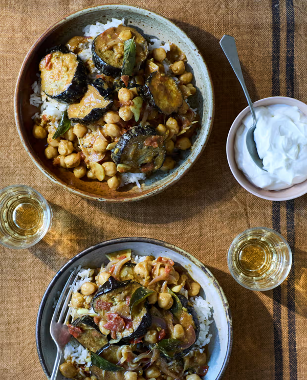 Aubergine, chickpea and coconut curry