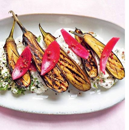 Aubergine, feta, yoghurt