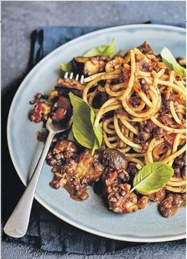 Aubergine, lentil & chestnut ragu