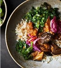 Aubergine miso rice bowl (donburi)