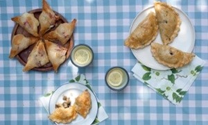 Aubergine, mozzarella and thyme pasties