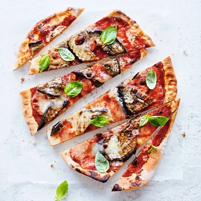 Aubergine Parmigiana pizza 