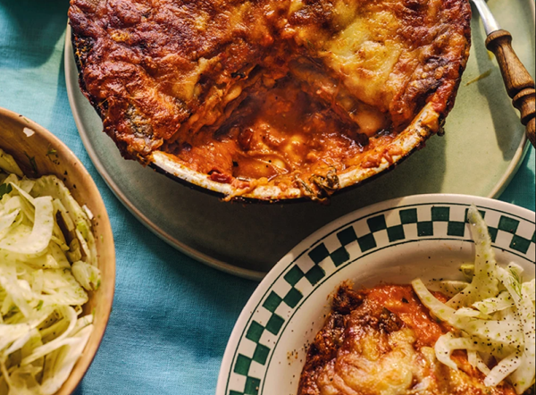 Aubergine Parmigiana with spiced tomato and oozing mozzarella (Melanzane alla Parmigiana)