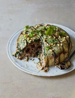 Aubergine pilaf cake