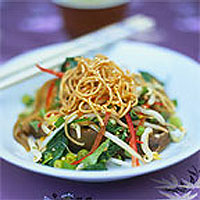 Aubergine sesame salad with spring onions