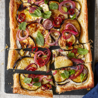 Aubergine tart with ricotta and fresh chilli