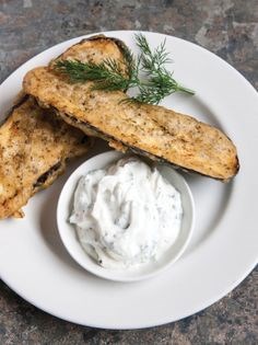 Aubergine wedges with garlic yoghurt
