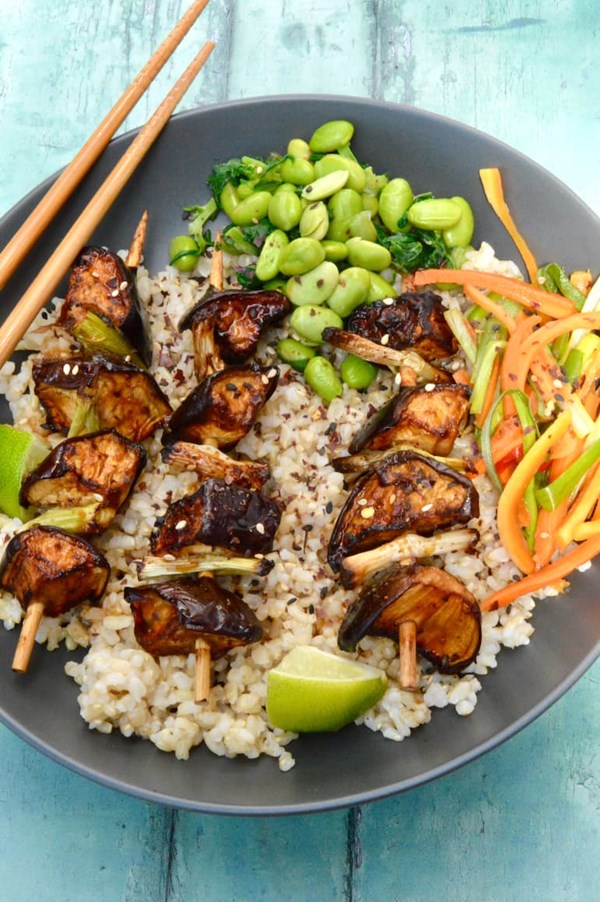 Aubergine yakitori (eggplant yakitori)