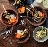 Aubergine yakitori skewers