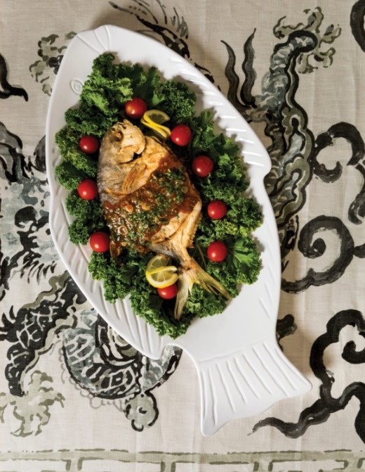 Auspicious fish: banquet-style whole pompano