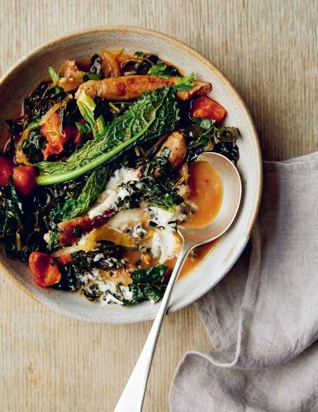 Autumn cavolo nero stew with chipolatas