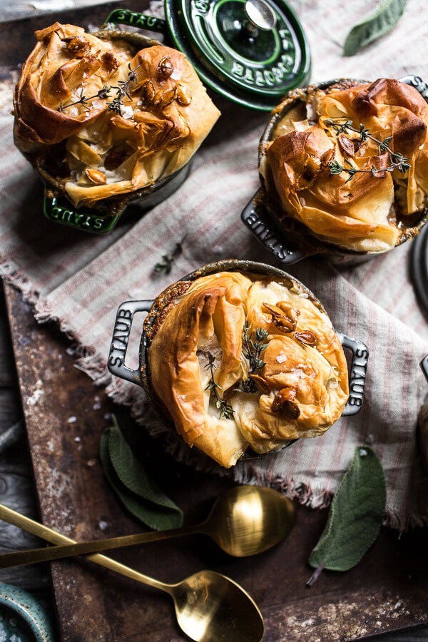 Autumn chicken and phyllo dough pot pies