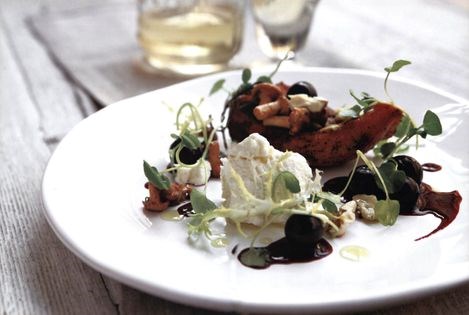 Autumn onion squash with fresh sheep's-milk ricotta and fragolina grapes