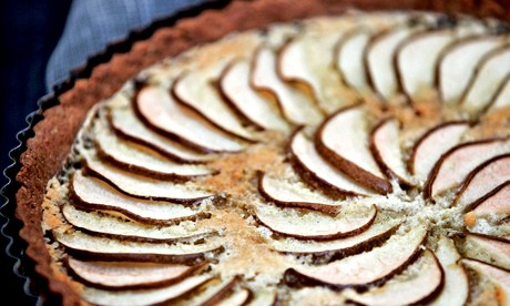 Autumn pear and nut tart
