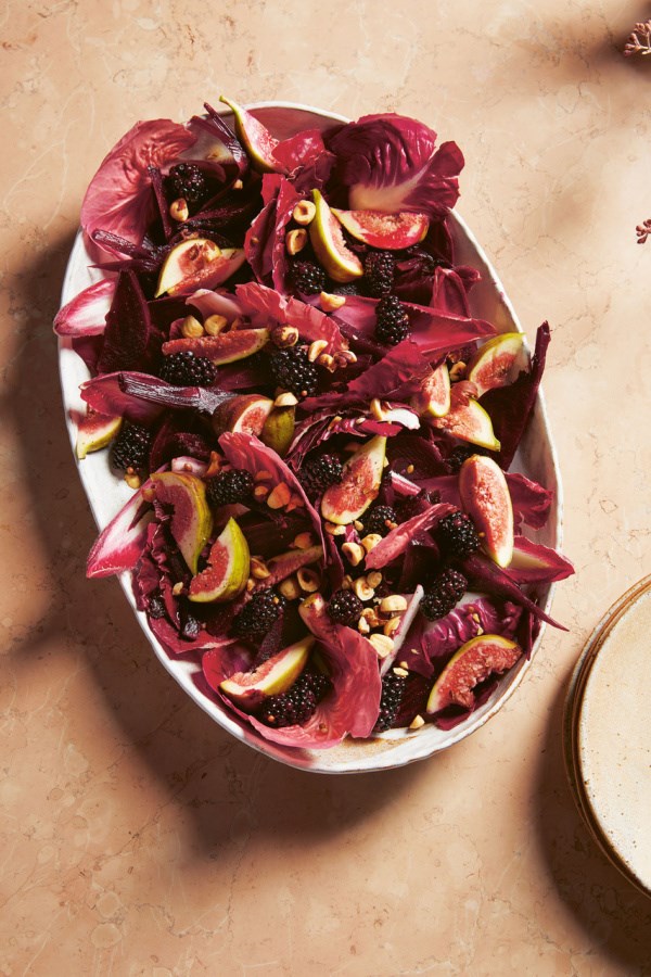 Autumn salad: beetroot, fig, blackberry, radicchio and hazelnut