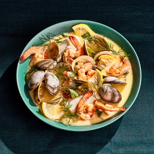 Avgolemono seafood stew