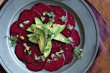 Avocado & beetroot salad with cumquat vinaigrette