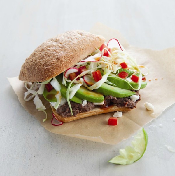 Avocado & black bean tortas