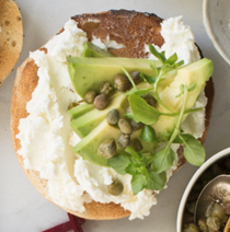 Avocado & caper flagel