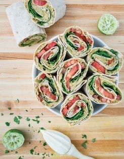 Avocado & white bean salad wraps